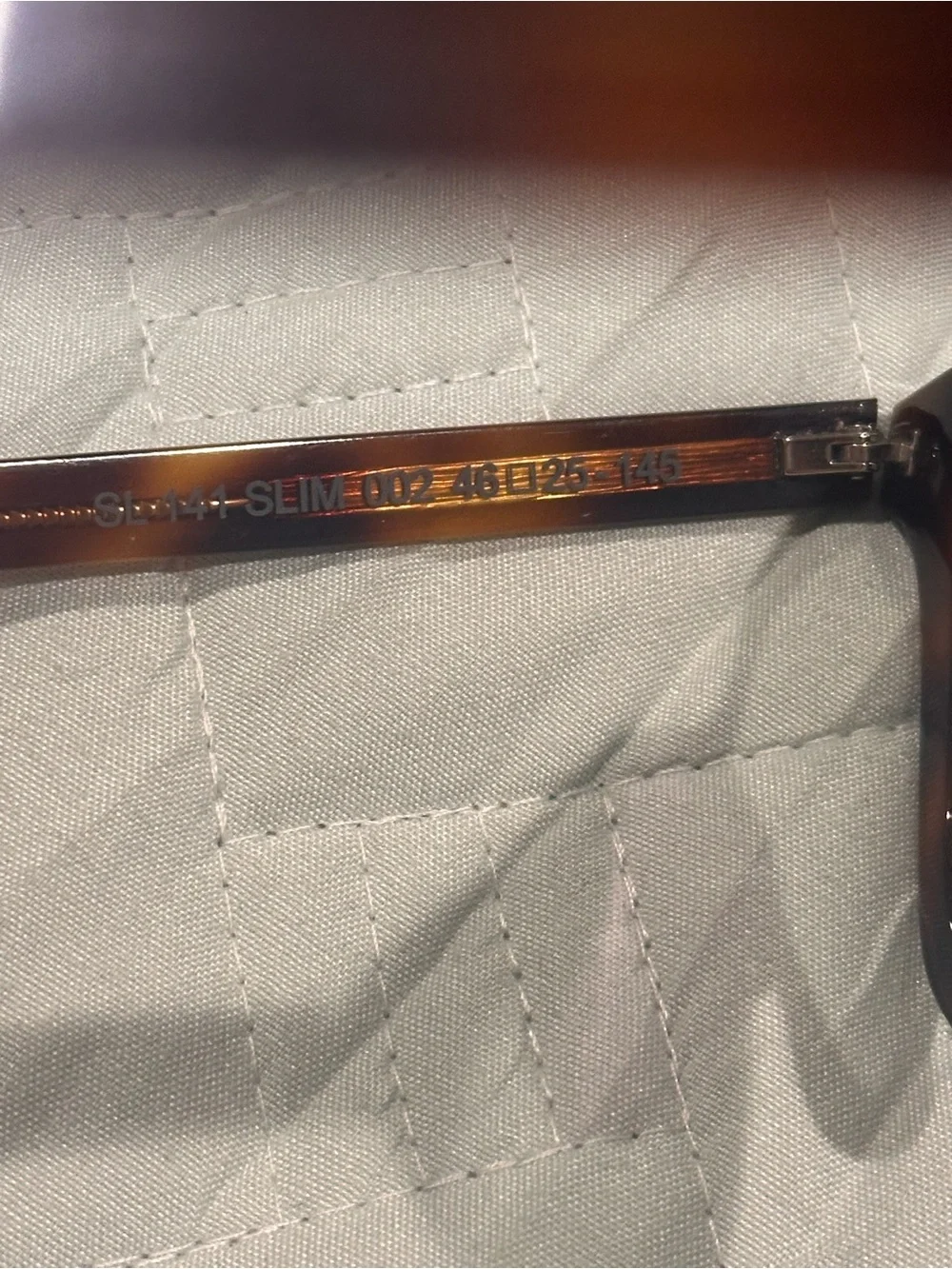 Saint Laurent SL 141 Slim 002 Eyeglasses Tortoise Havana 46-25-145 YSL Case